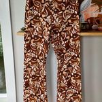 PacSun LA Hearts Brown White 70’s Floral Flare Leg Crossover Waist Legging Sz M Photo 4