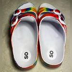 SO  Rainbow Tie Dye Slip-On Sandals Size 9 EUC Photo 3