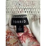 Torrid  Women 2X Floral Cold Shoulder Cropped Crochet Trim White Top Casual Girly Photo 5
