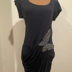 INC  black shirt sleeve dress with butterfly beaded detail Photo 0