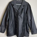 Junction West Womens XL Black Leather Reversible Heavy Coat Jacket Pockets Photo 0