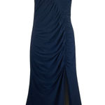 AQUA One Shoulder Thigh Slit A-Line Long Evening Gown Blue Size 14 Formal Dress Photo 0