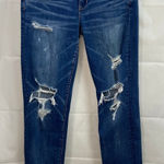 American Eagle ‎ women's dark medium wash ripped skinny super stretch jeans 10 Photo 0