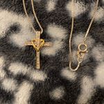 Sterling Silver Woman’s 925  diamond cross pendant with a gold filled heart Photo 0