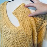 Free People  Womens Size XS‎ Yellow Oversized Knit Sweater V-neck Boho *FLAWED* Photo 8