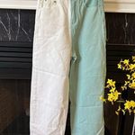 Shekou green and white colorblock jeans Photo 0