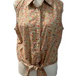 Lauren Ralph Lauren 60s 70s Floral Cottage Core Bohemian Tie Waist Crop Top Yellow Size 12 Photo 0