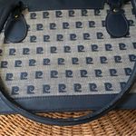 Pierre Cardin  Vintage Blue Navy Cowhide and Canvas Monogram Tote Bag Case - Rare Photo 8