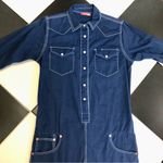Denimist Cowboy Denim Jean Romper Dark Wash Western Pearlized Buttons size Med Photo 10