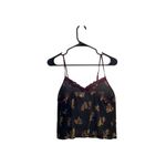 Black Floral Lace Trim‎ Cami Top Women's Spaghetti Strap Tank Size M Photo 2