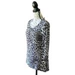 Cynthia Rowley  Women’s Leopard Print 3/4 Sleeve Tunic Blouse Multicolor XS Photo 2