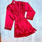 La Senza Satin Robe & lingerie nighty Lace Trim Sleeve in Cosmo Red dressing robe small Photo 8