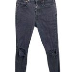 Free People  We the Free Stella High Rise Button Fly Raw Hem Black Skinny Jeans Photo 1