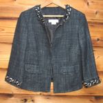 Michael Kors Metallic Tweed Blazer Jacket Black Size 4 Photo 2