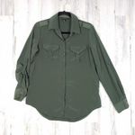 Rock & Republic Silky Dark Green Long Sleeve Button Down Top Women's Size Small Photo 0
