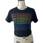 Love, Simon Rainbow Graphic Crop Top Women’s Size S | Pride LGBTQ+ Tee Black Photo 0
