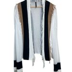 PierAntonioGaspari White Black Tan Open Fringe Cardigan Italy O/S White Size M Photo 0