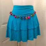 Y2K Express Mermaid Fairycore Coquette Whimsical Aqua Blue Ruffle Micro Mini Skirt Size L Photo 0