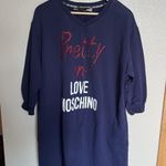 Moschino Love  Pretty In Sweatshirt Dress Size 8 Navy Jeweled Photo 0