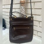 Christopher Kon Crossbody Bag Purse Leather Brown Chocolate Zipper Locks Hobo Photo 4