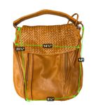 Christopher Kon Mustard Woven Leather Hobo Bag Fringe Detail Shoulder Bag Orange Photo 1
