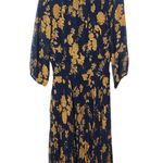 Nanette Lepore Navy and Gold Floral Dress NWT Sz 14 Pleated Wedding Guest Dress Photo 1