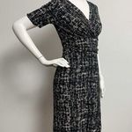 Ann Taylor Faux Wrap Dress Sz 2 Black White Rayon Spandex Casual Adult Career Photo 2