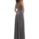Thread Velvet Maxi Dress With Shirred Bodice and Front Slit Size 14 Gray Photo 7