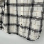 Old Navy Womens Linen Blend Everyday Shirt Plaid Button Up Black White Size L Photo 4