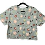 Disney Minnie Mouse Floral Print Crewneck T-Shirt in Light Green Size XL Photo 0