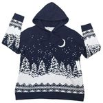 NWT cupcakes & cashmere Soft Winter Navy & White Hoodie Sweater Sweatshirt 1X Blue Photo 0