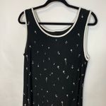 Vintage Black Tank Dress Sz XL Flower Design White Trim Photo 7