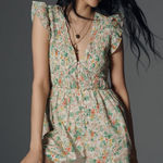 Anthropologie  Peregrine Romper Floral Flutter Sleeve Romantic Size XS Coquette Photo 0