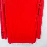Loft NWT  Ribbed Bright Candy Apple Red‎ Long Sleeve Top Large Crew Neck Stretch Photo 7