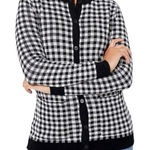 Isaac Mizrahi S1 Isaac‎ Mizrahi Live! Gingham Plaid Button Cardigan Sweater Photo 0