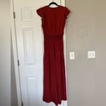 Current Air Smocked Pleated Jumpsuit Satin Women V-Neck Orange Rust Cap Sleeve Photo 9