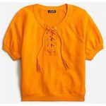 J.Crew University Bright Orange Short Sleeve Lace Up Sweatshirt Size M Medium Photo 0