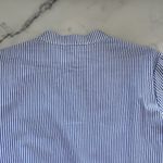 Madewell Button Front Gathered Mini Dress Striped Blue White Poplin Cotton Small Photo 8