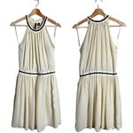 Mango Sleeveless Tennis Cocktail Mini Dress Women's 4 Ivory Chiffon Fit & Flare Photo 1