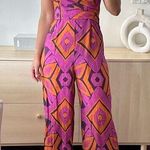 ZARA Jumpsuit Womens Small Printed Bandeau Wide Leg Strapless Geometric Boho NEW Photo 0