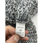 Womans Assymetric Long Sleeve Pullover Sweater Medium Black Gray Cowl Neck Photo 2