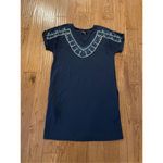 Nic+Zoe  navy embroidered neckline dress size m Photo 3
