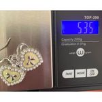 Disney  Heart Shaped Earrings Hidden Mickey Silver Tone Enamel Faux Pearls Bow Photo 5