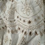 Venti 6 White Eyelet Sleeveless Top, with embroidered gold thread Size M Photo 6