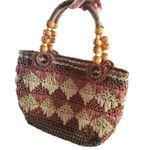 Raffia crochet shoulder bag Brown Photo 7