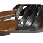 Sam Edelman Black Strappy Leather Flat Sandals Women's 7 Slip-On Croc Embossed Photo 1