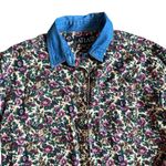 At Last & Co Vintage Floral Button Down Shirt With Denim Blue Collar Size Medium Photo 1