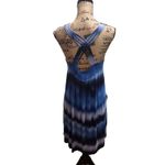 Calvin Klein Womens Summer Dress Size 10 Blue White Tie-Dye Criss Cross Back Photo 3