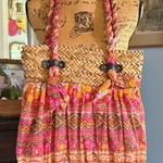 Cappelli Straworld Straw & Fabric Tote Bag Pink Photo 0