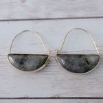 Stone & Gold Tone Large Dangle Earrings for Pierced Ears Photo 2